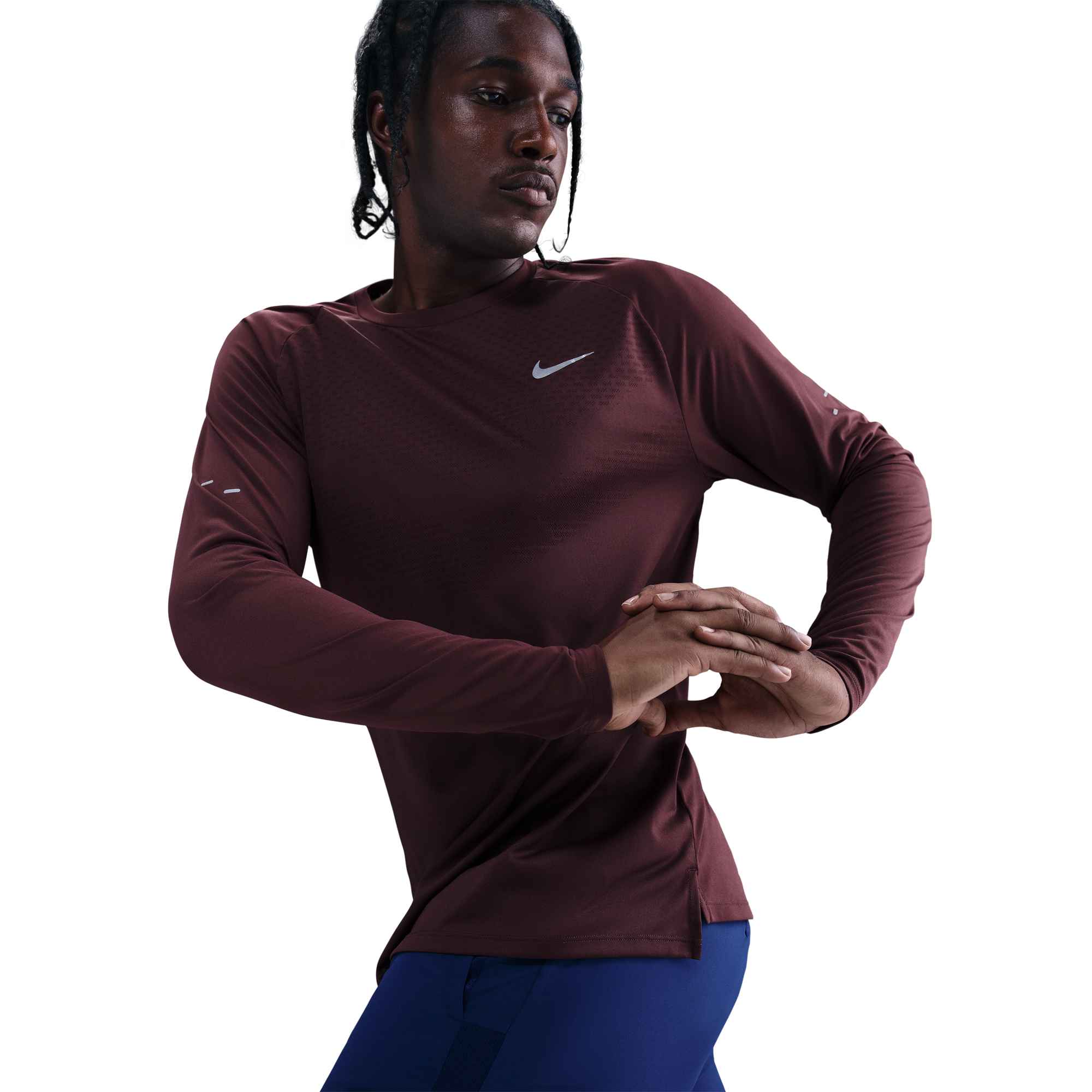 Nike M DRIFIT RUNNING TOP BURGUNDY