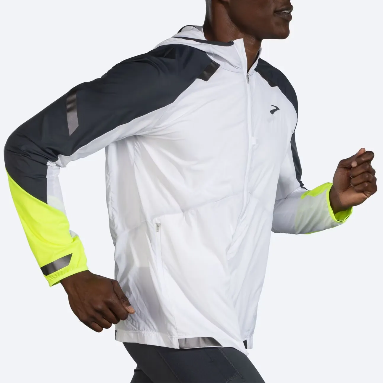 Brooks Men's Run Visible Convertible Jacket Black/Green/White